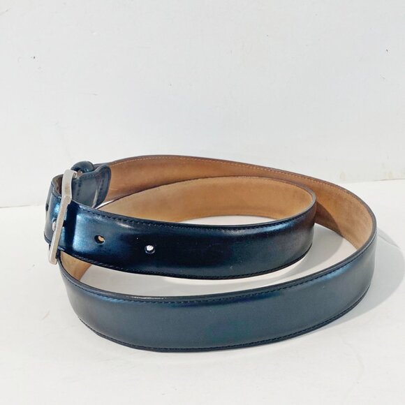 Brooks Brothers Mens Dress Belt Black Genuine Leather Shiny Finish Italy 40 - Picture 2 of 11